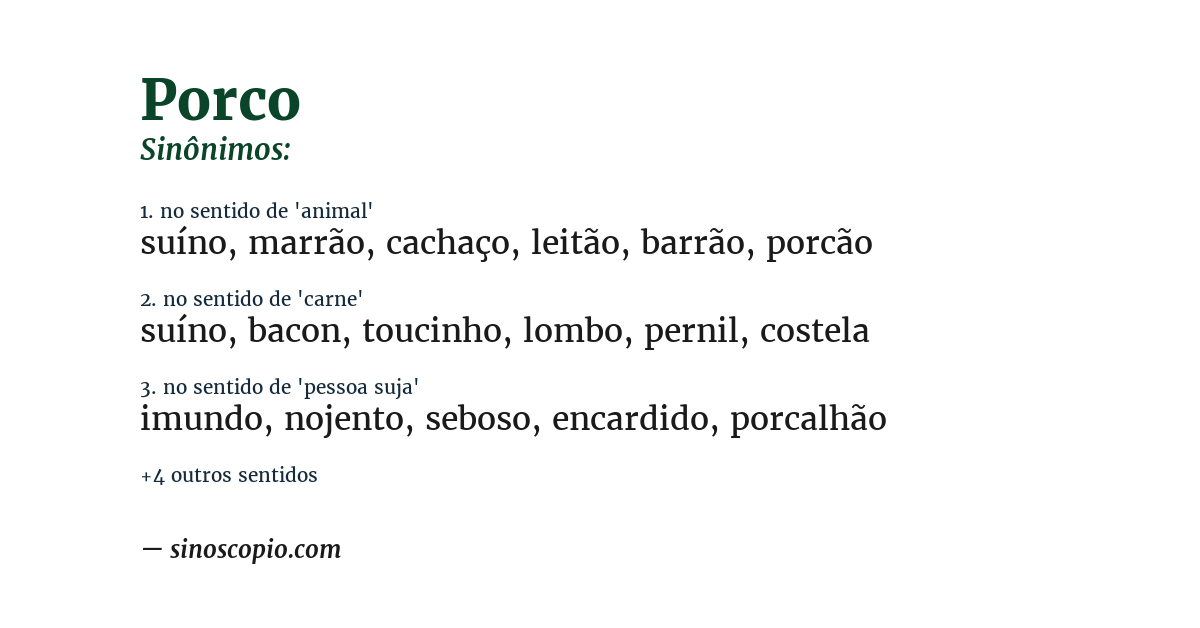 Sinônimo de porco
