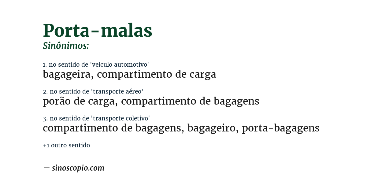 Sinônimo de porta-malas