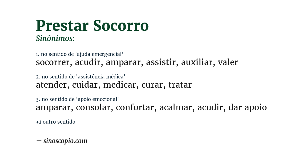 Sinônimo de prestar socorro