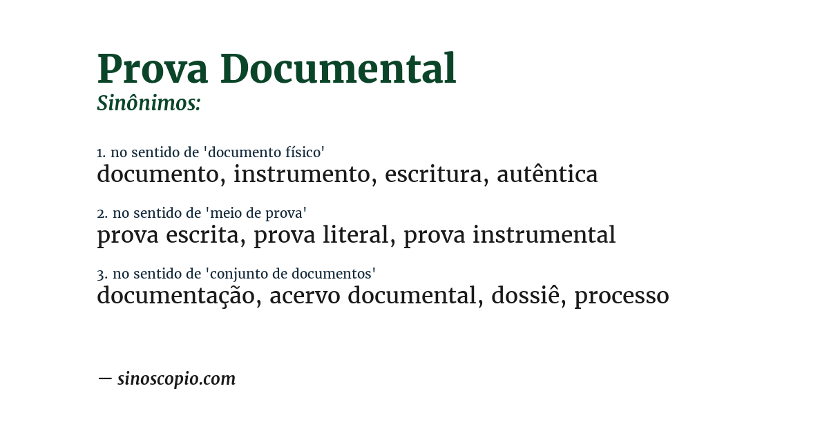Sinônimo de prova documental