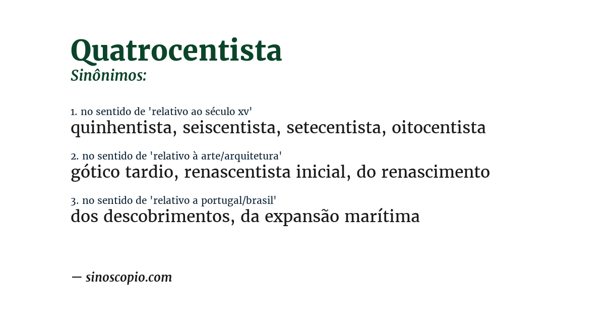 Sinônimo de quatrocentista