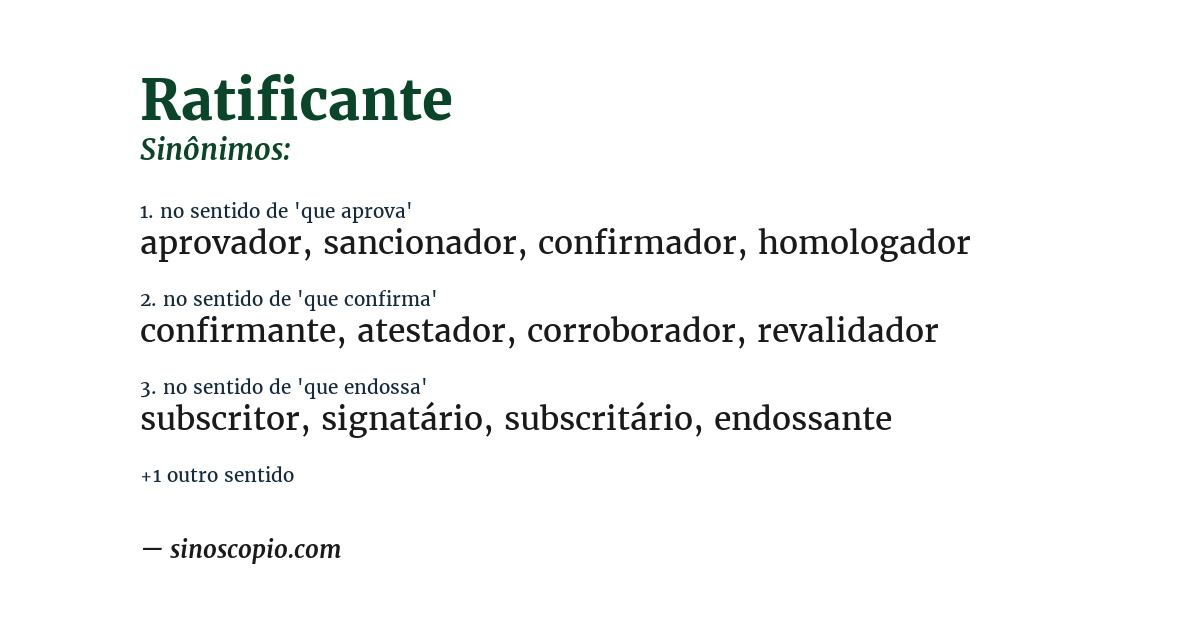 Sinônimo de ratificante