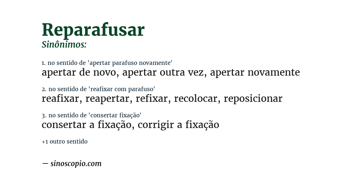 Sinônimo de reparafusar