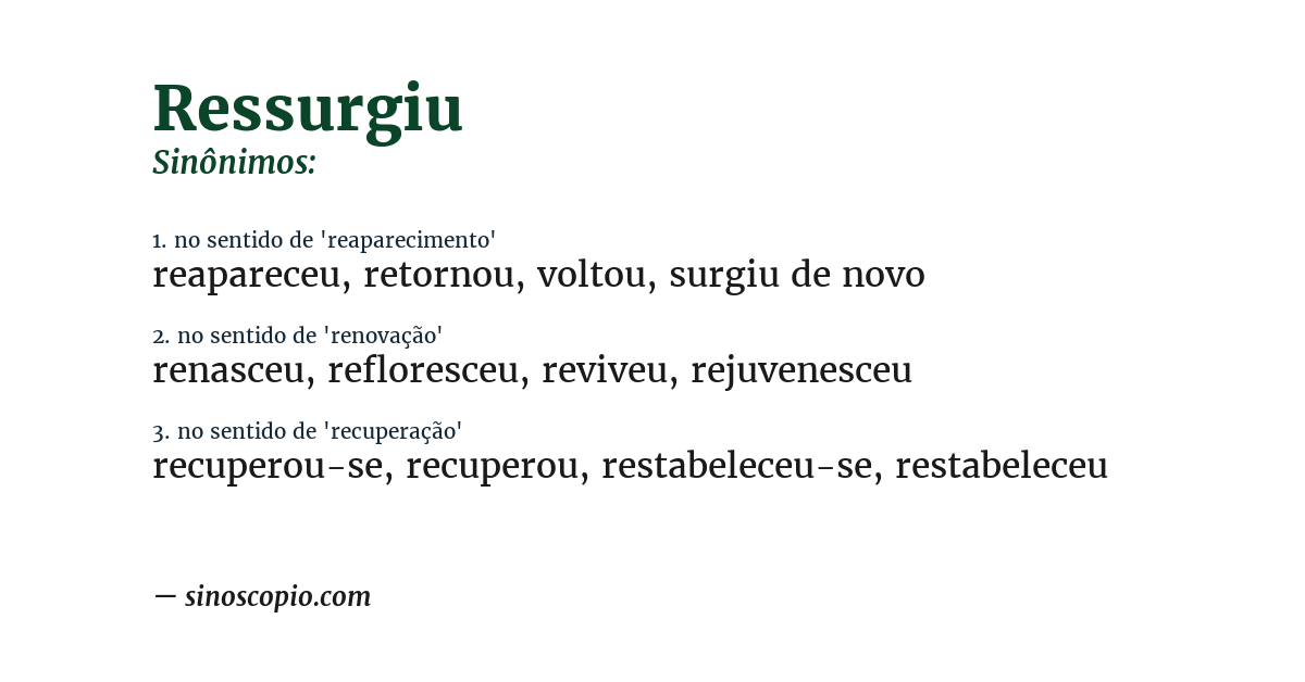 Sinônimo de ressurgiu
