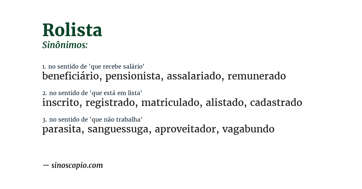 Sinônimo de rolista