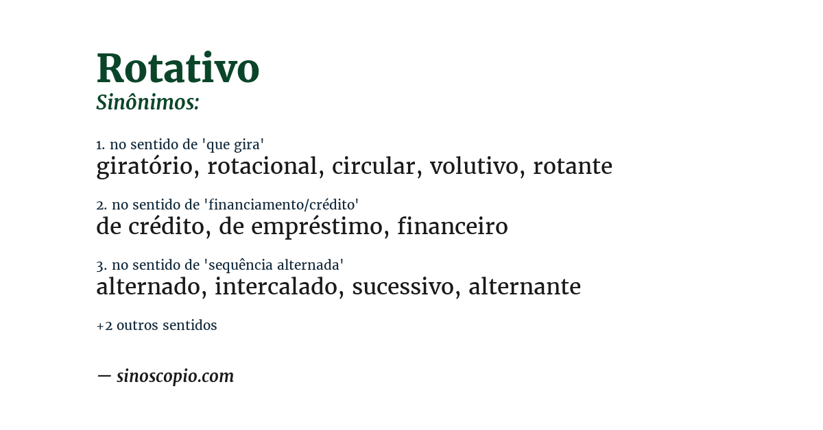 Sinônimo de rotativo