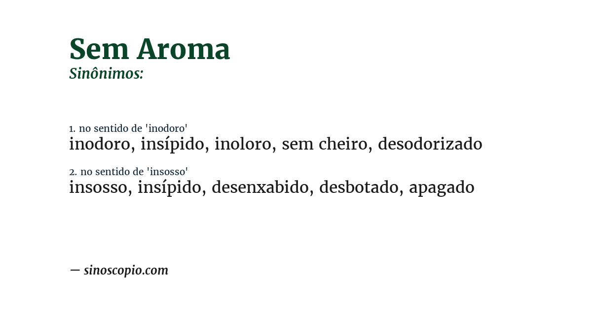 Sinônimo de sem aroma