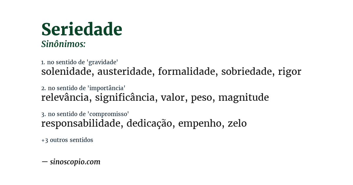 Sinônimo de seriedade