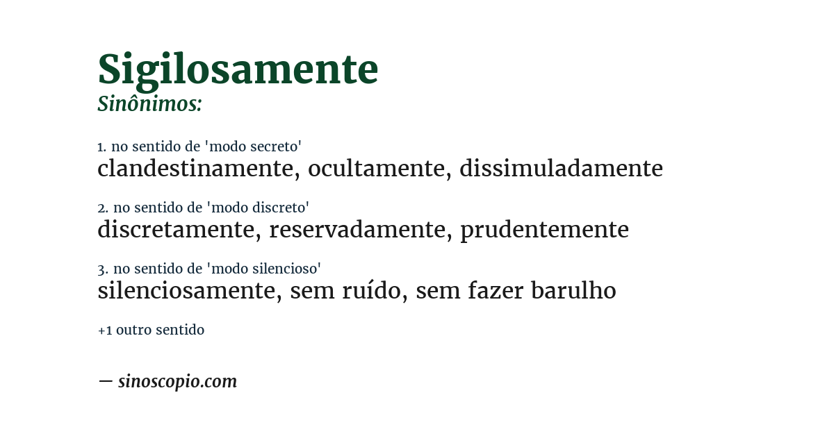Sinônimo de sigilosamente