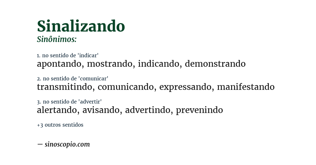 Sinônimo de sinalizando