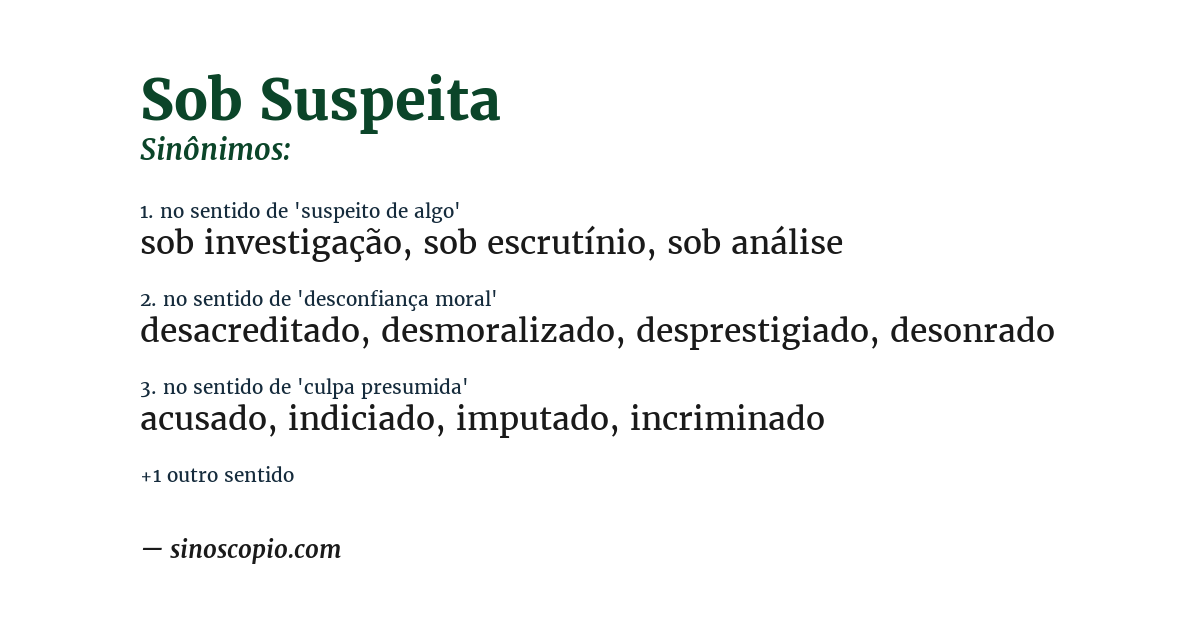 Sinônimo de sob suspeita