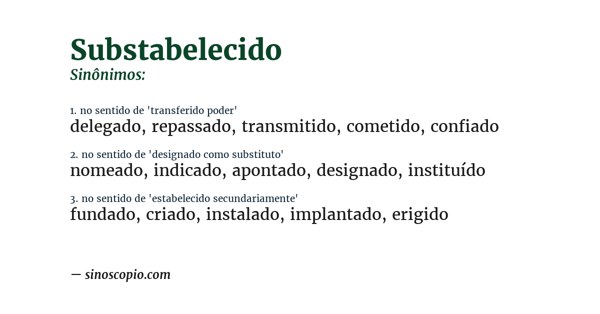 Sinônimo de substabelecido