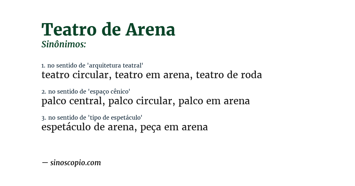 Sinônimo de teatro de arena