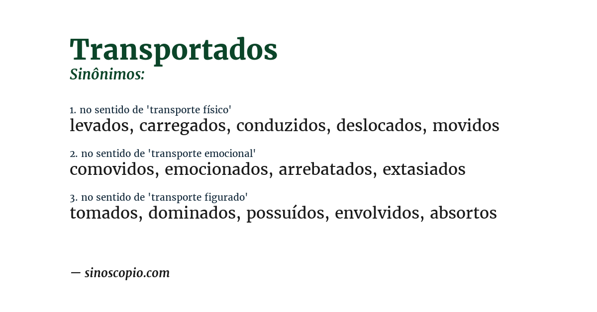 Sinônimo de transportados