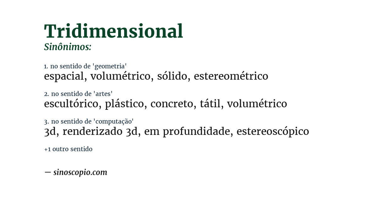 Sinônimo de tridimensional