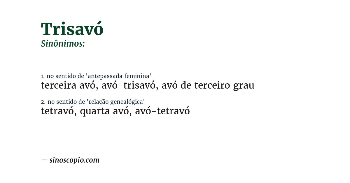 Sinônimo de trisavó