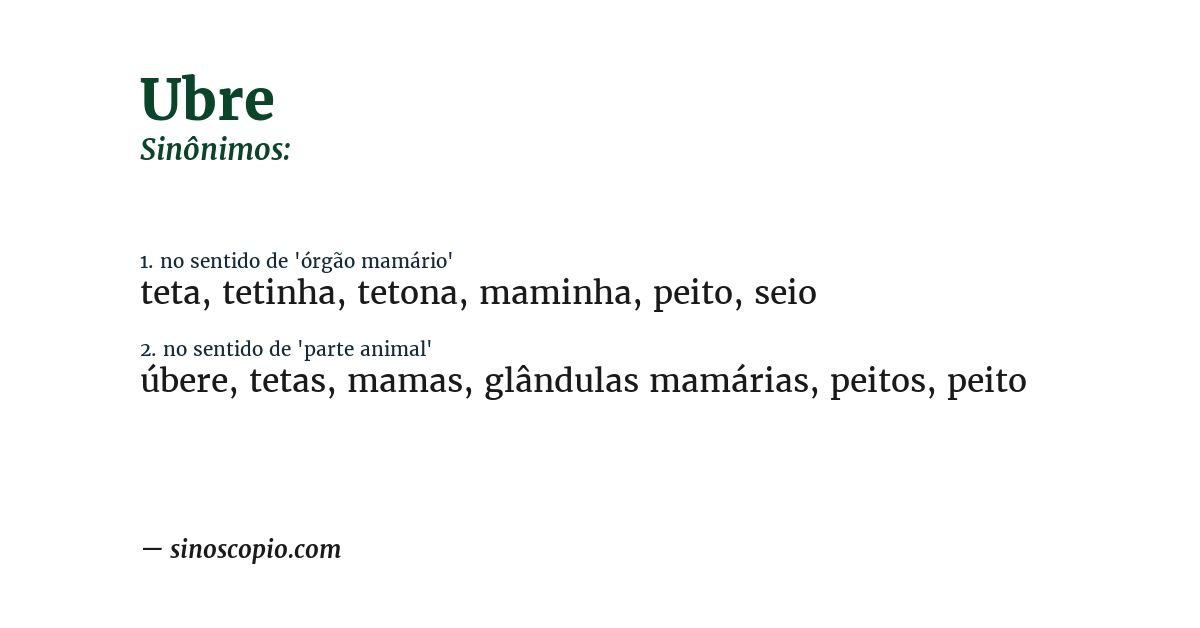 Sinônimo de ubre