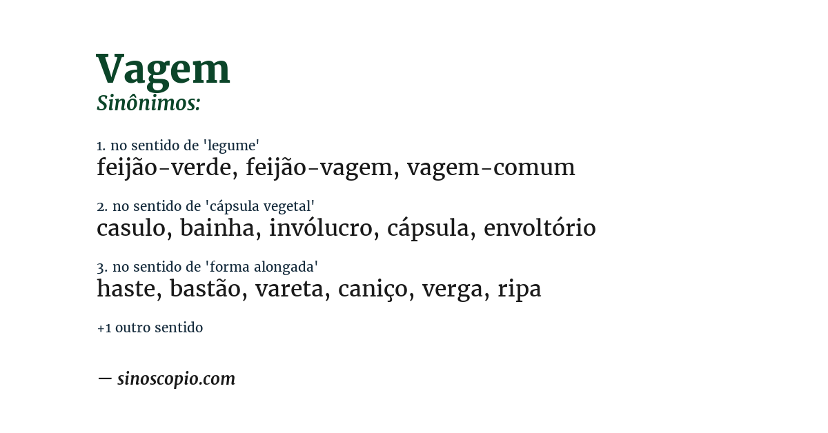 Sinônimo de vagem