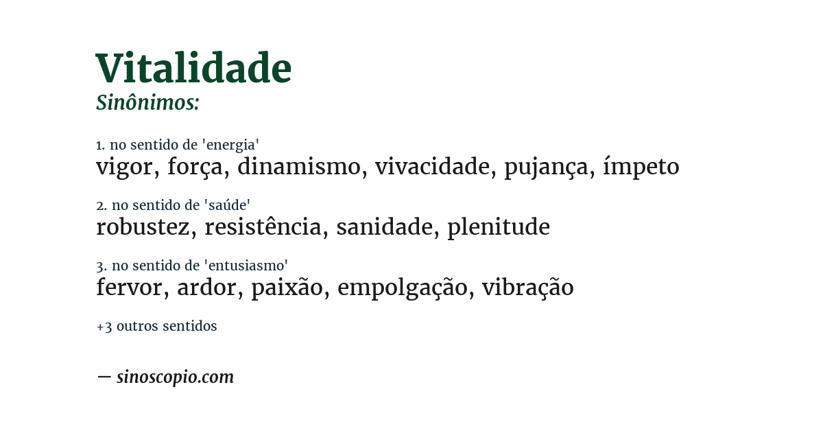 Sinônimo de vitalidade
