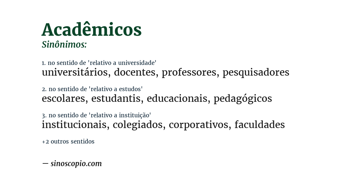 Sinônimo de acadêmicos