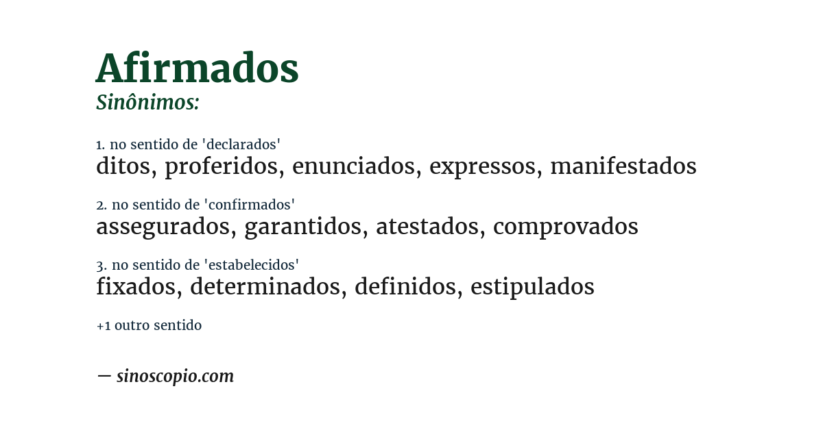 Sinônimo de afirmados
