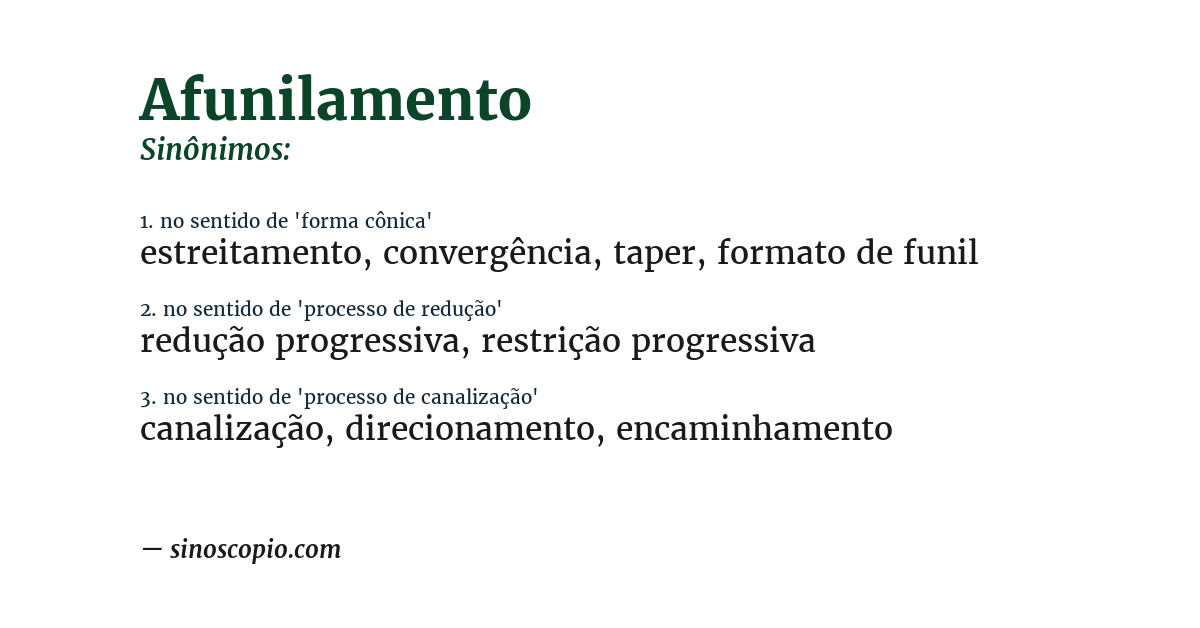 Sinônimo de afunilamento