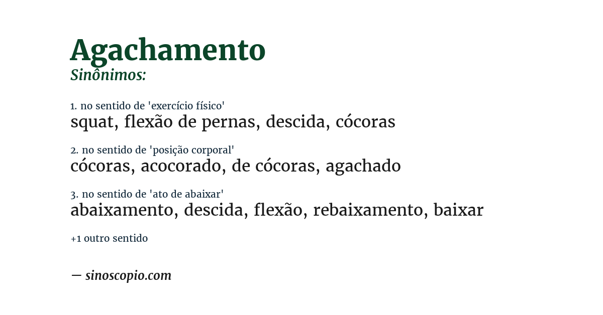 Sinônimo de agachamento