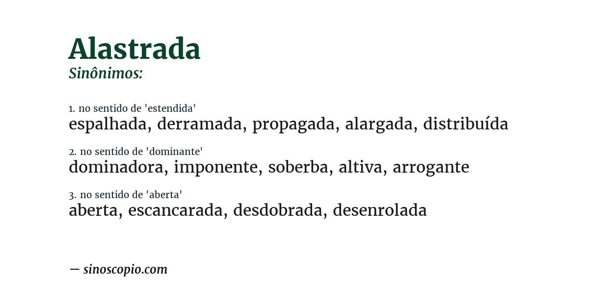 Sinônimo de alastrada