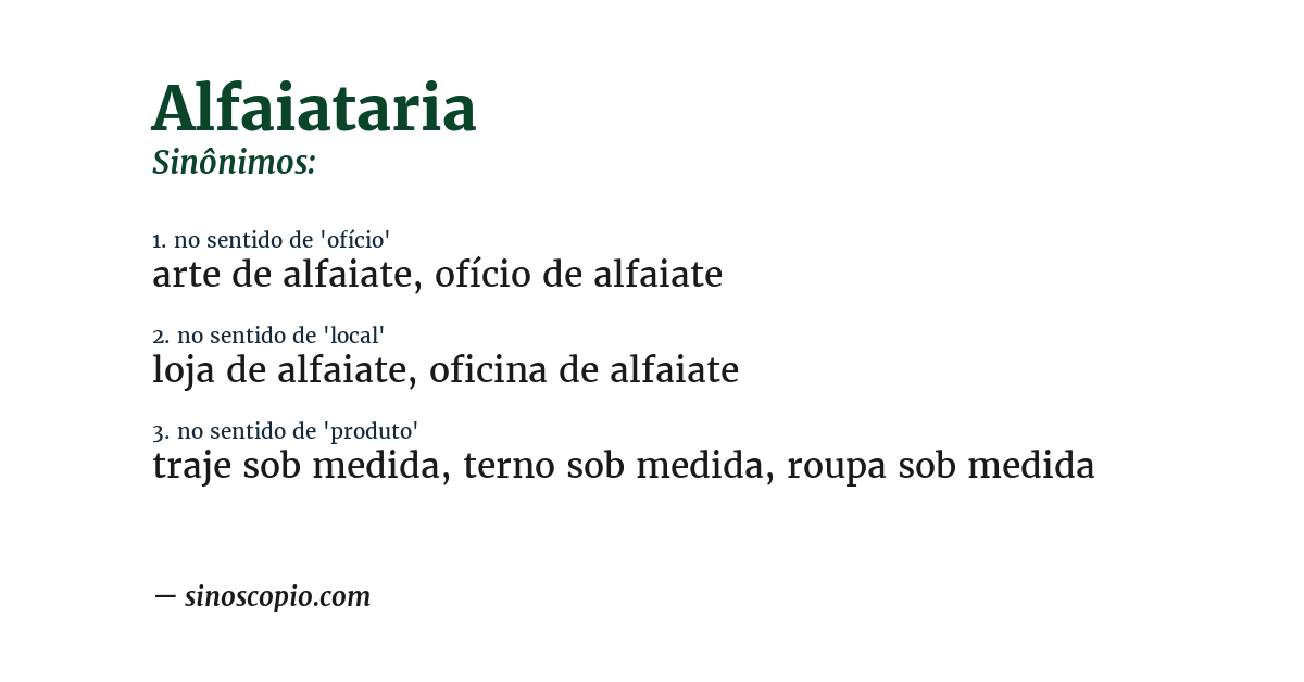 Sinônimo de alfaiataria