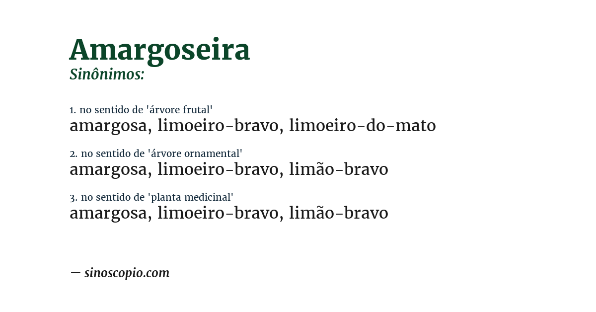 Sinônimo de amargoseira