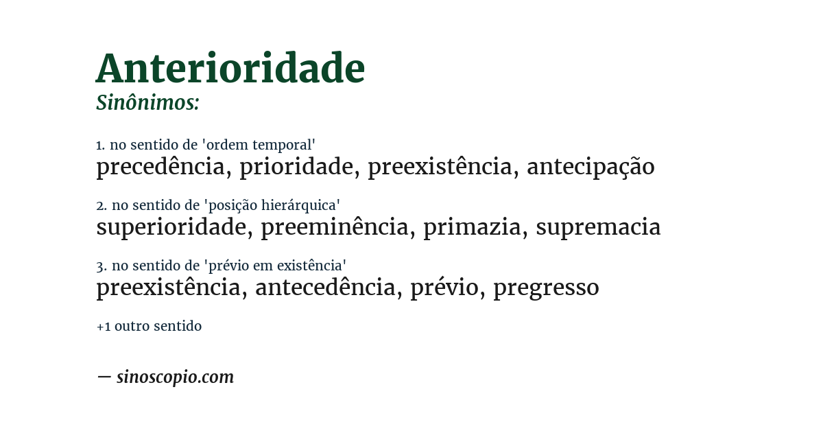 Sinônimo de anterioridade