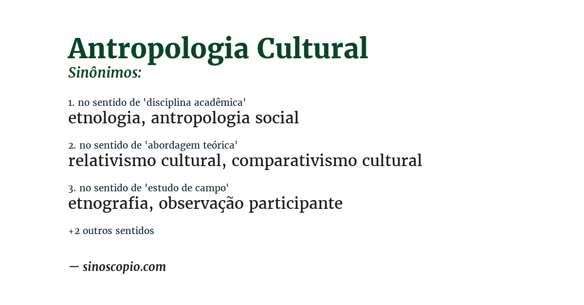 Sinônimo de antropologia cultural