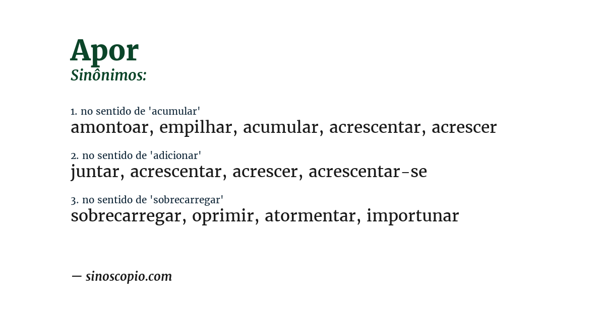 Sinônimo de apor