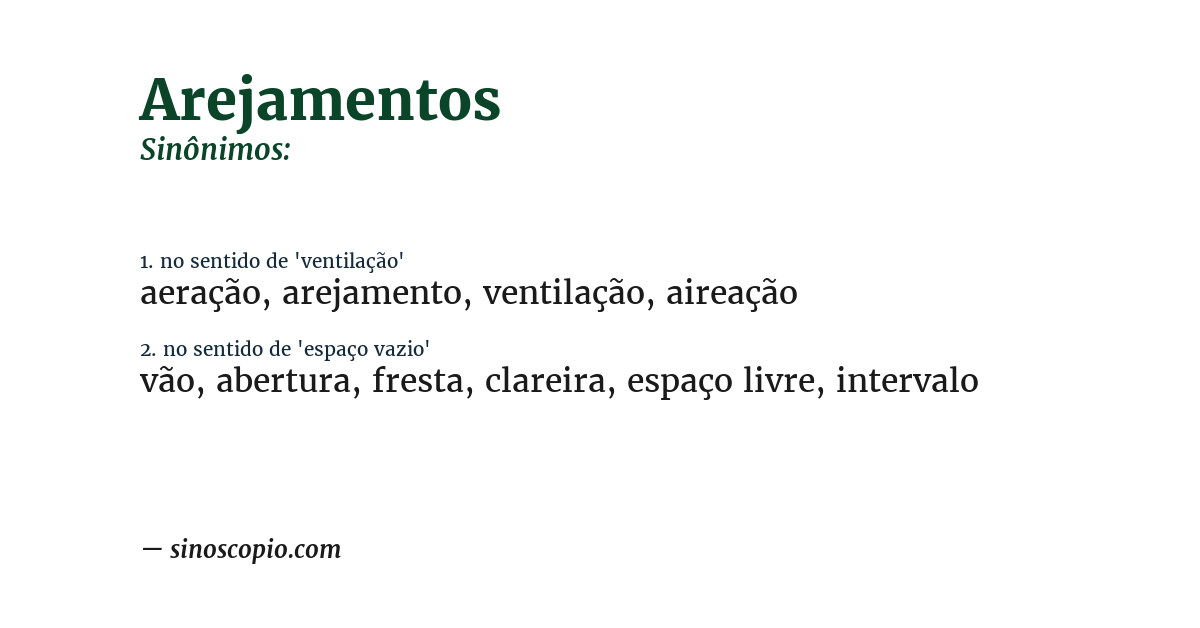 Sinônimo de arejamentos