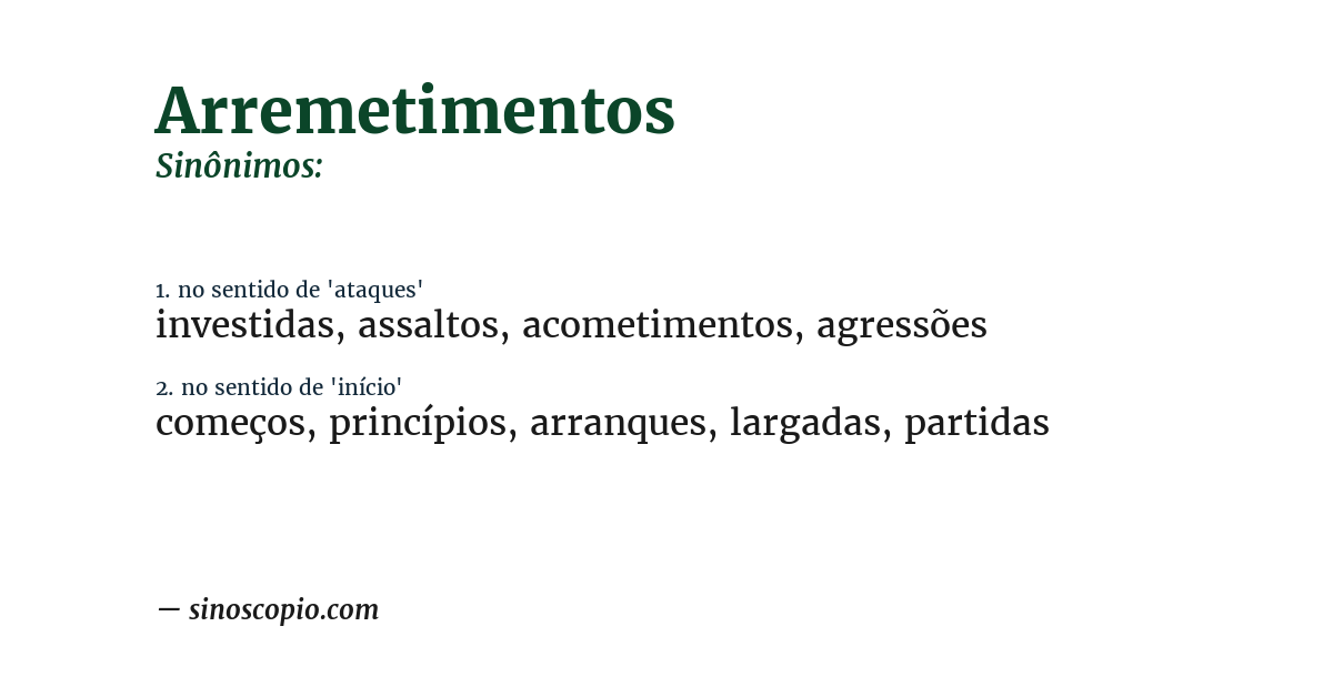 Sinônimo de arremetimentos