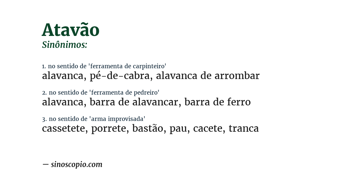 Sinônimo de atavão