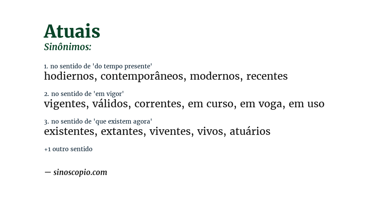 Sinônimo de atuais