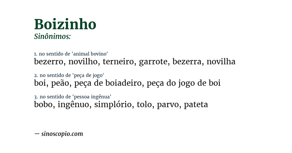 Sinônimo de boizinho