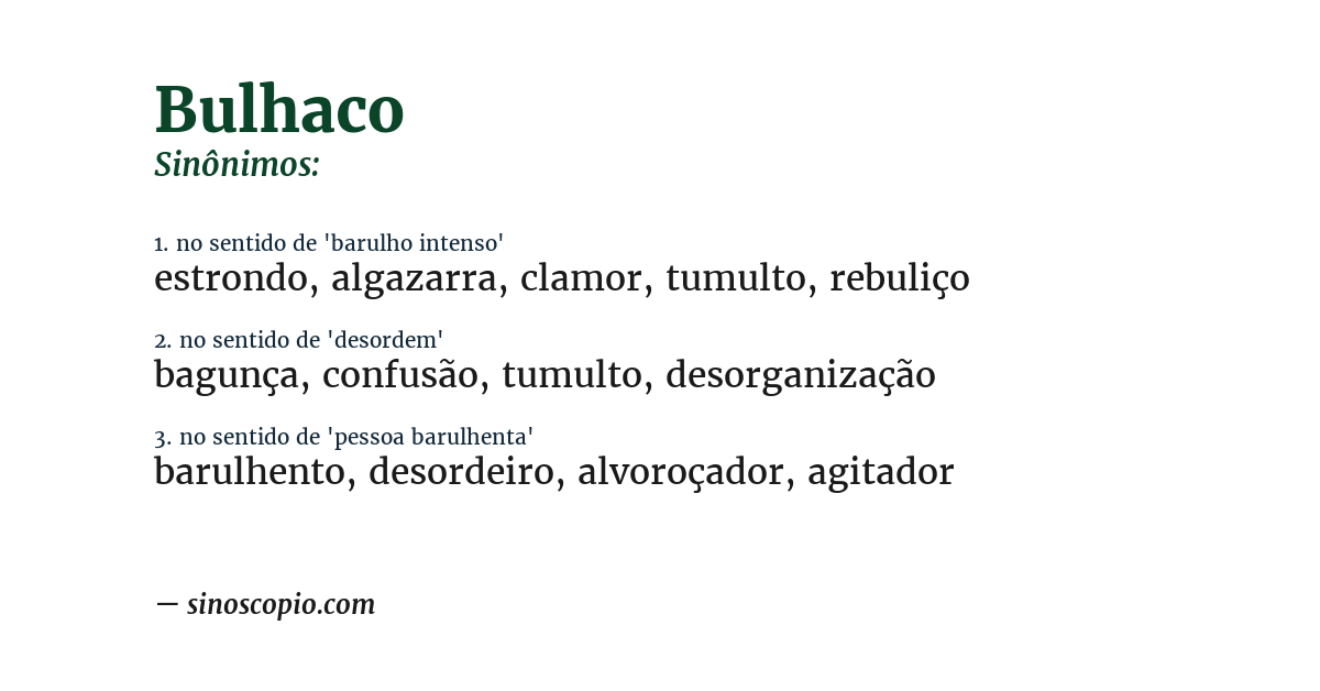 Sinônimo de bulhaco