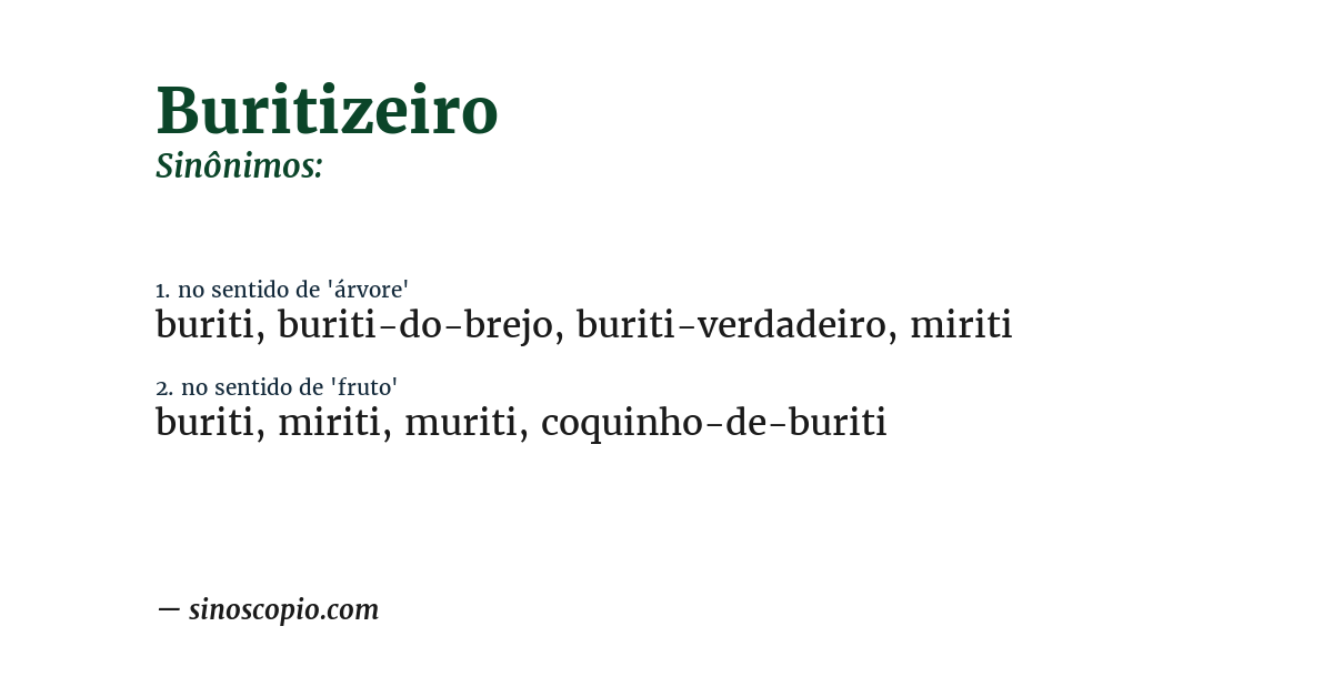 Sinônimo de buritizeiro