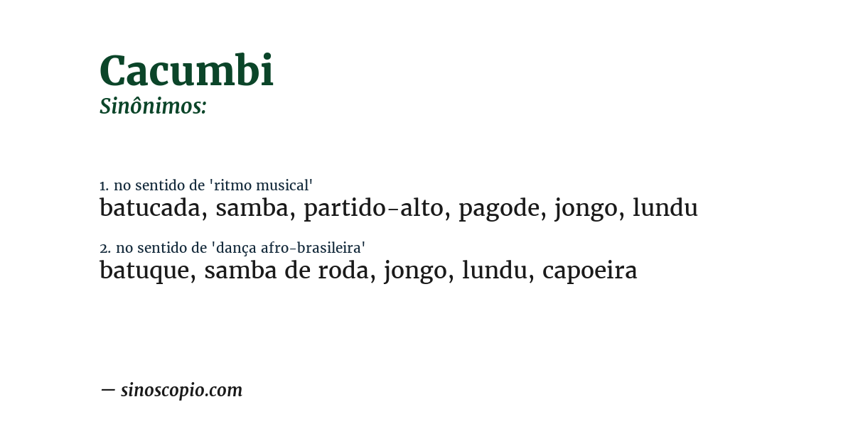 Sinônimo de cacumbi