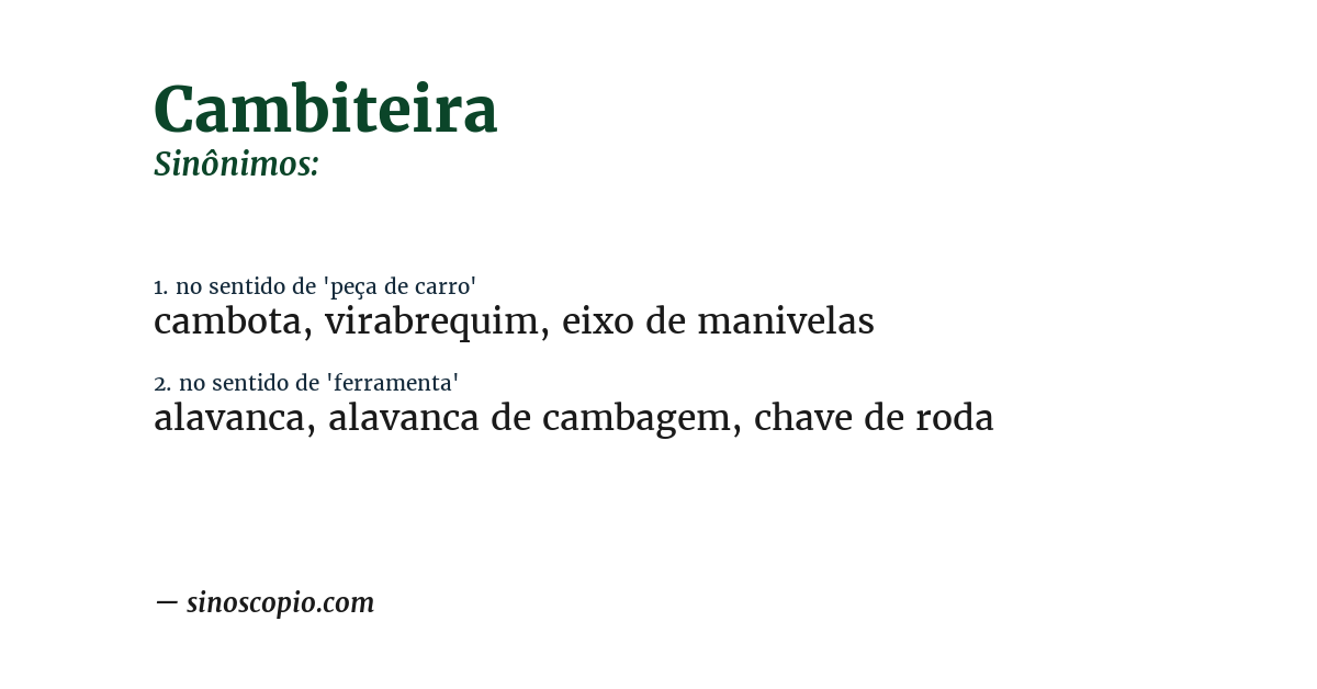 Sinônimo de cambiteira