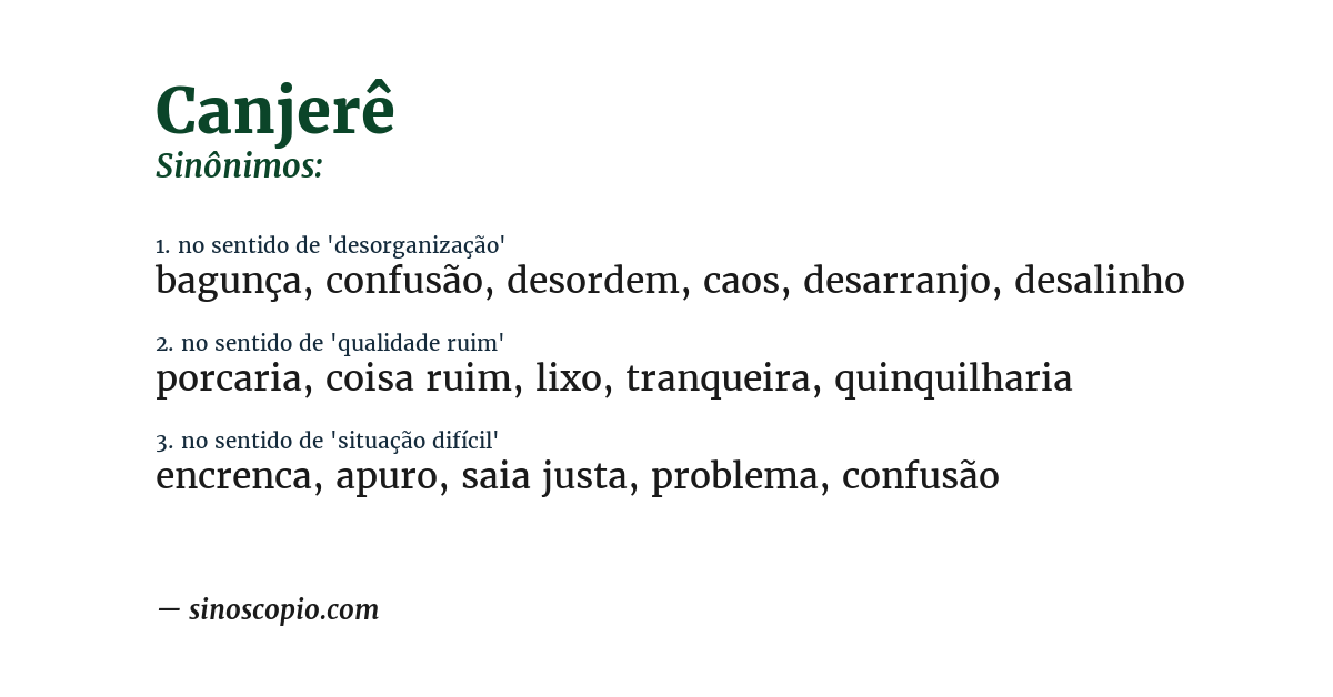 Sinônimo de canjerê