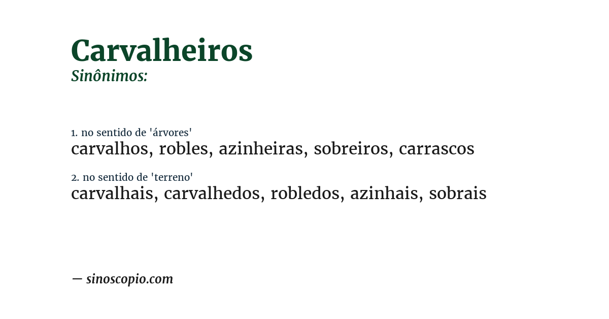 Sinônimo de carvalheiros