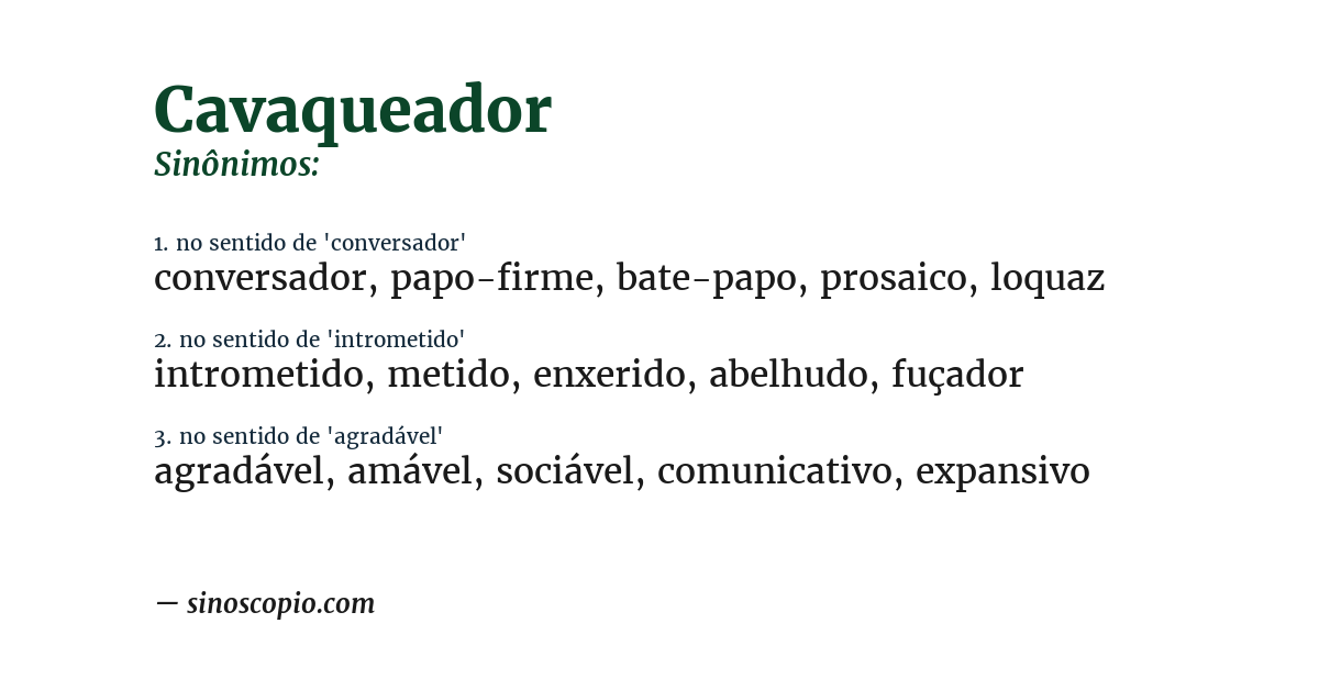 Sinônimo de cavaqueador