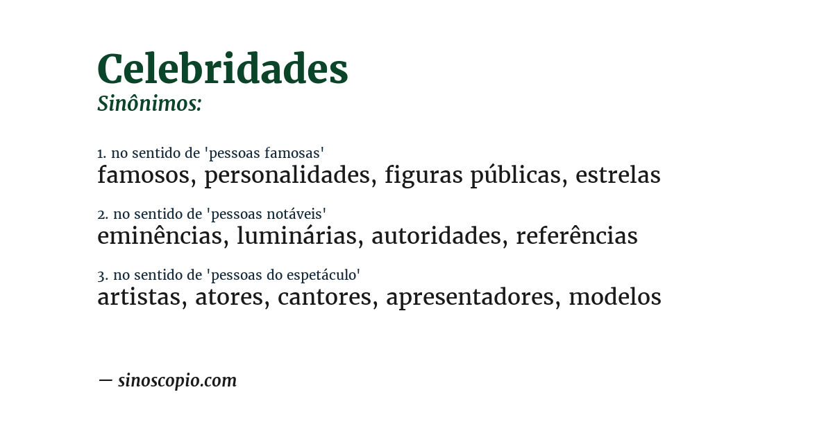 Sinônimo de celebridades