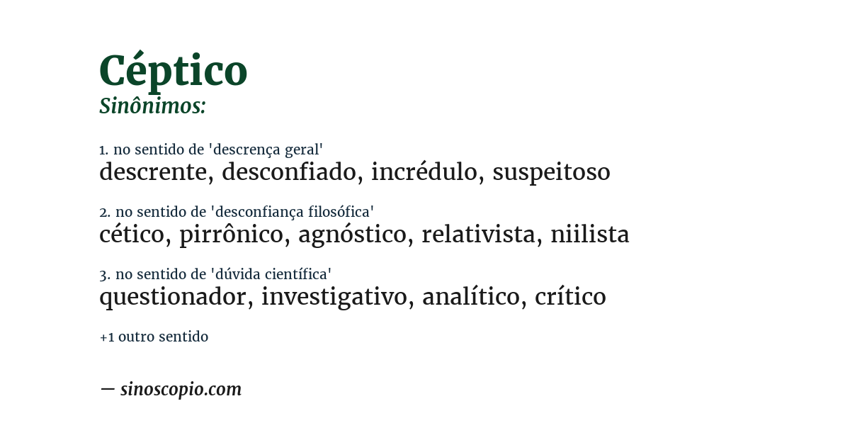 Sinônimo de céptico