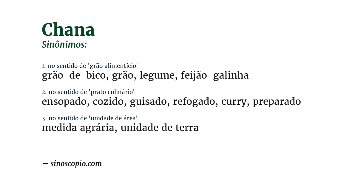Sinônimo de chana