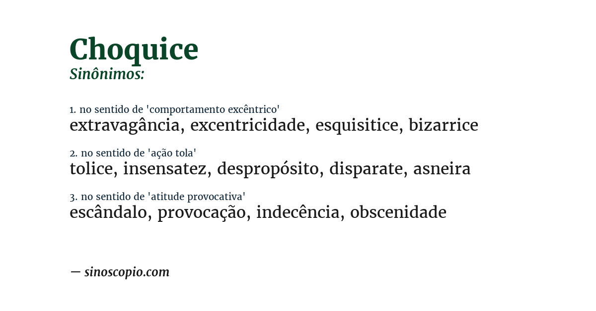 Sinônimo de choquice