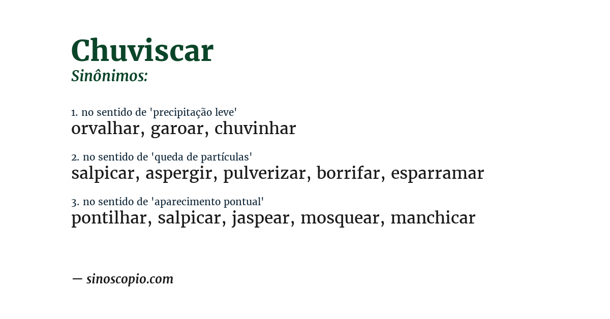 Sinônimo de chuviscar